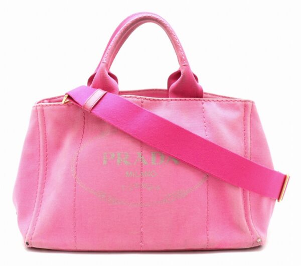 31791613 Prada Canapa 2WAY Tote Bag Denim Pink