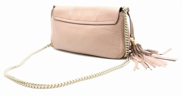 31791616 1 Gucci Soho Fringe Tassel Chain Shoulder Bag Leather Pink Beige