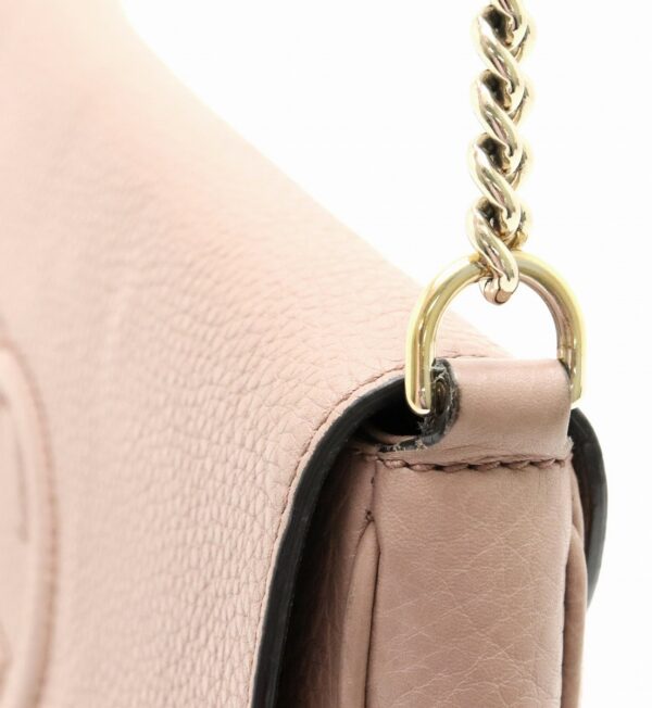 31791616 6 Gucci Soho Fringe Tassel Chain Shoulder Bag Leather Pink Beige