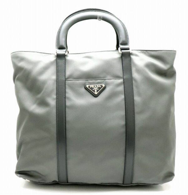 31791823 Prada Nylon Tote Bag Leather Gray