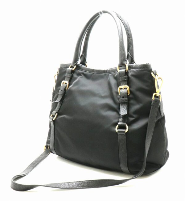 31791929 1 Prada 2WAY Nylon Shoulder Bag Leather Black