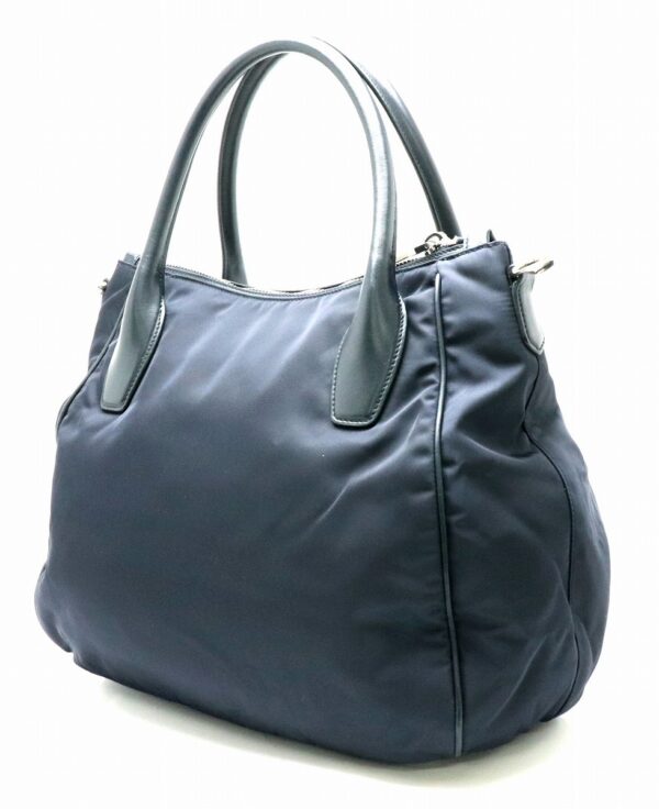 31791957 1 Prada Handbag Nylon Leather Dark Navy Blue