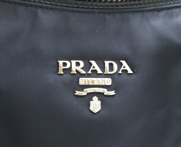 31791957 8 Prada Handbag Nylon Leather Dark Navy Blue