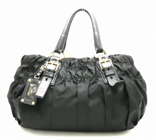 31800515 Prada Handbag Gathered Leather Black