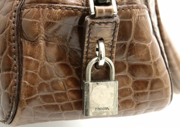 31800517 7 Prada Handbag Crocodile Embossed Leather Brown Tea