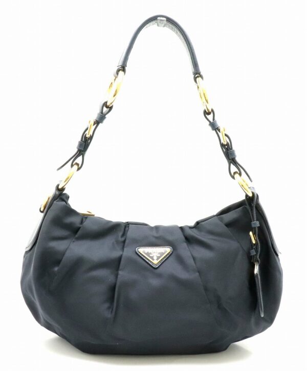 31800518 Prada Shoulder Bag Soft Calf Leather Navy