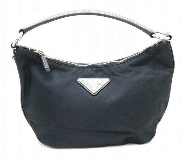 31800520 Prada Shoulder Bag Leather Nylon Blue Blue