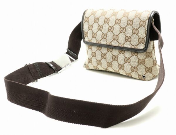 31801138 1 Gucci GG Body Bag Waist Pouch Leather Khaki Beige Brown