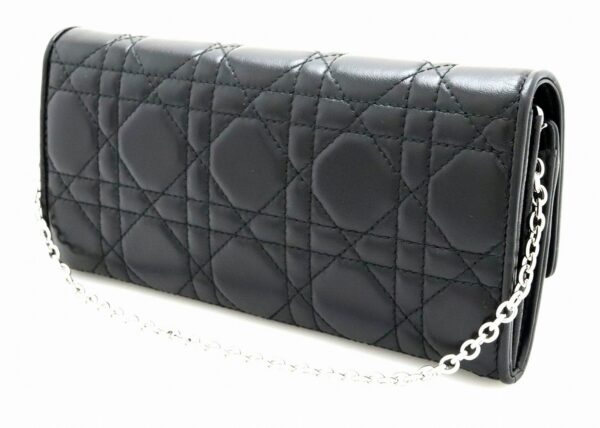 31801207 1 Christian Dior Lady Dior Cannage Chain Wallet Leather Black