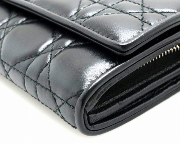 31801207 2 Christian Dior Lady Dior Cannage Chain Wallet Leather Black