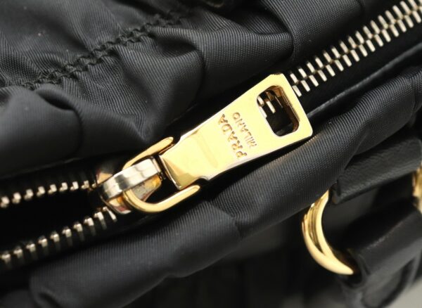 31801214 5 Prada Crossbody Bag Gathered Nylon Leather Black