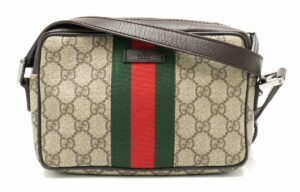 31801591 Gucci GG Sherry Line Crossbody Bag Leather Khaki Beige