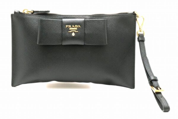 31810429 Prada Pouch Saffiano Leather Black