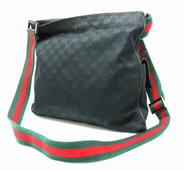 31810459 1 Gucci GG Sherry Line Shoulder Bag Leather Black Red Green