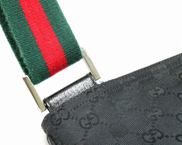 31810459 6 Gucci GG Sherry Line Shoulder Bag Leather Black Red Green