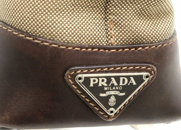 31810464 8 Prada Tote Bag Jacquard Canvas Leather Khaki Brown