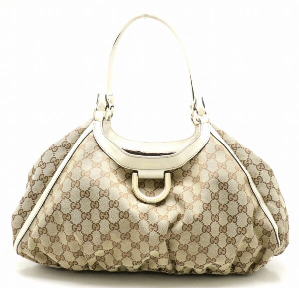 31811130 Gucci GG Abbey Shoulder Bag Khaki Beige White