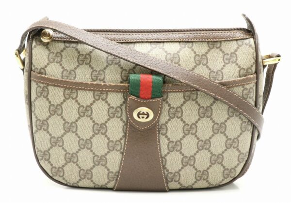 31811137 Gucci GG Plus Gucci Sherry Line Shoulder Bag Leather Khaki Beige Brown