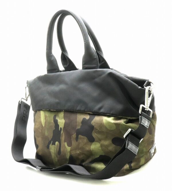 31820331 1 Prada Tote Bag Nylon Leather Camouflage Black