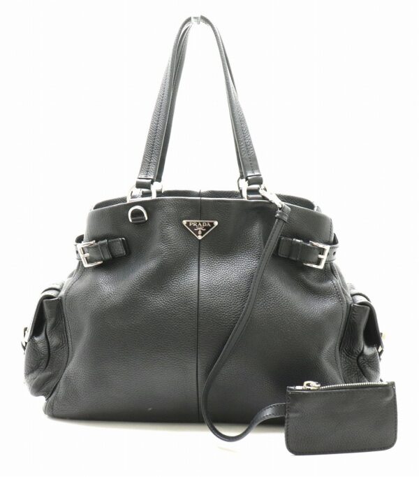 31820346 Prada Tote Bag Leather Black