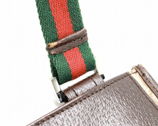 31820502 6 Gucci GG Sherry Line Shoulder Bag Leather Khaki Brown Green Red