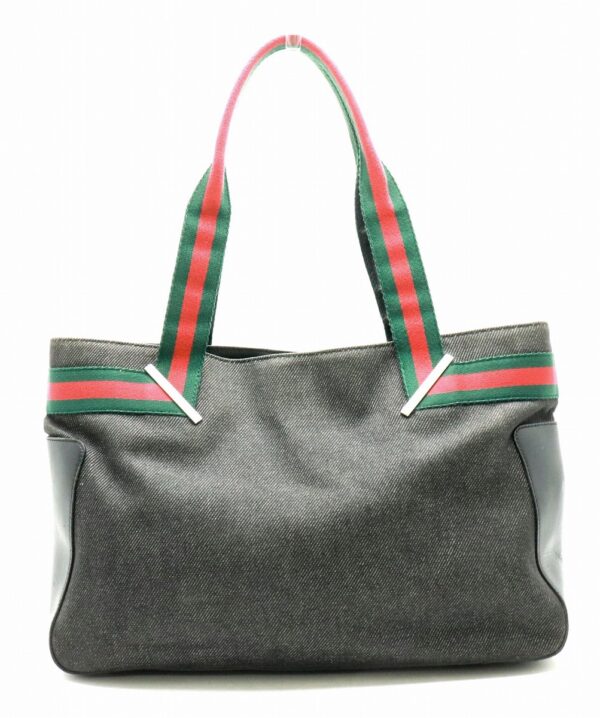 31820520 Gucci Sherry Line Tote Bag Shoulder Bag Leather Black Green Red