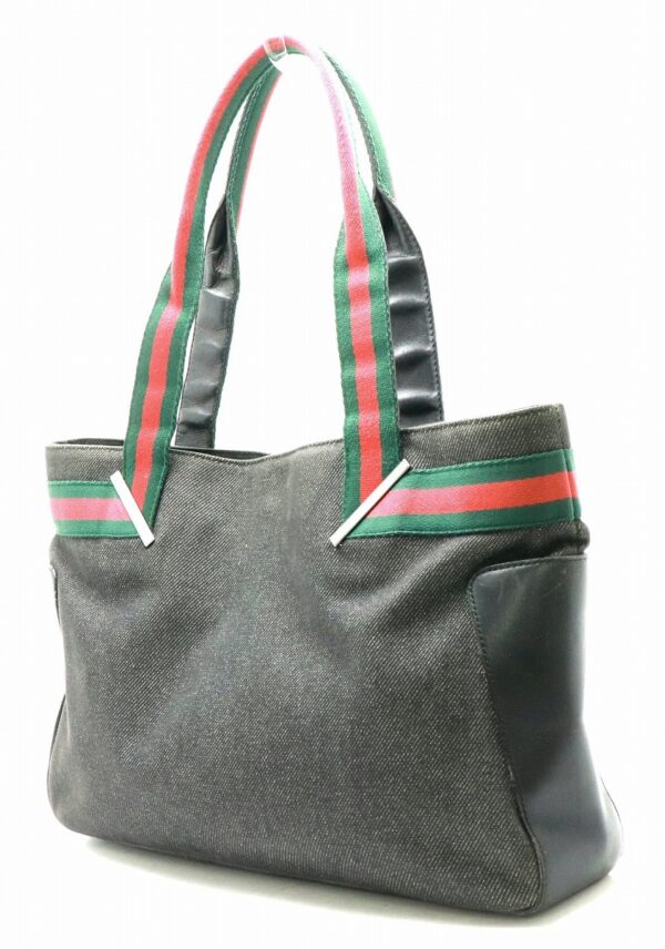 31820520 1 Gucci Sherry Line Tote Bag Shoulder Bag Leather Black Green Red