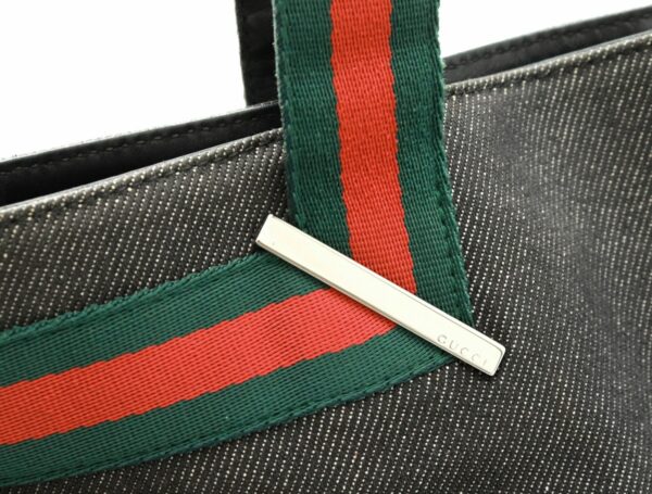 31820520 6 Gucci Sherry Line Tote Bag Shoulder Bag Leather Black Green Red