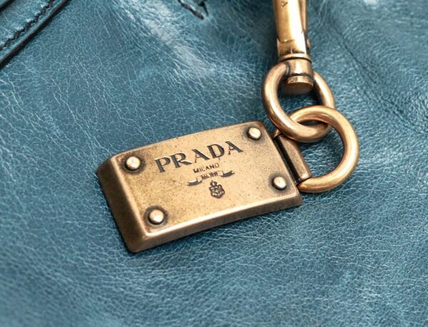 31821157 8 Prada Tote Bag Leather Denim Blue