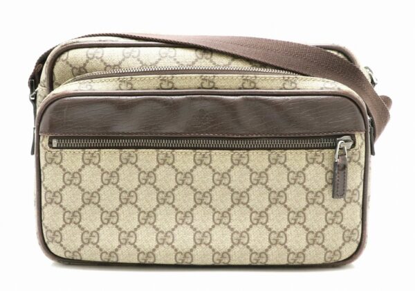 31821159 Gucci GG Supreme Shoulder Bag Diagonal Leather Beige Brown