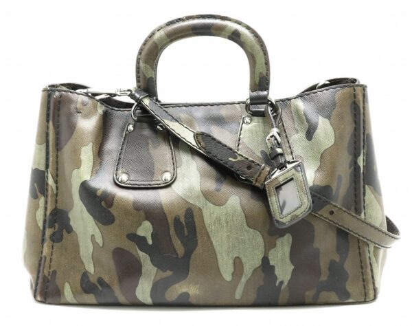 31821872 Prada Tote Bag 2WAY Camouflage Leather Green