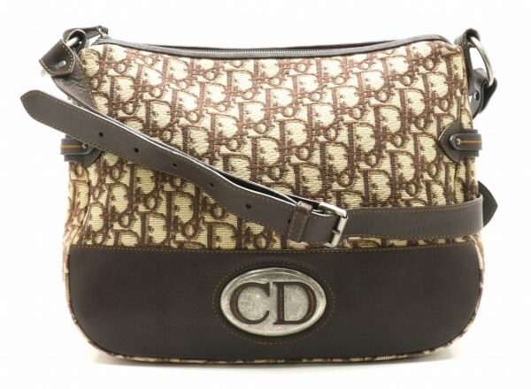 31830723 Christian Dior Trotter Shoulder Bag Leather Brown