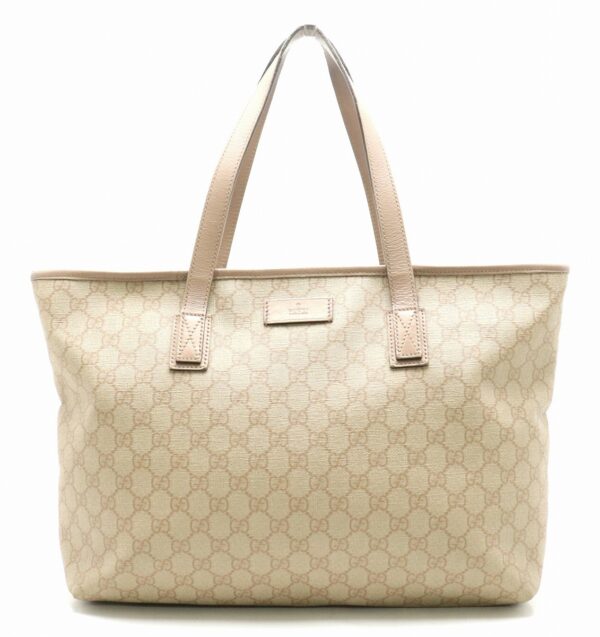 31830920 Gucci GG Supreme GG Plus Leather Tote Bag Beige