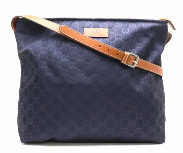 31831583 Gucci GG Nylon Satin Nylon Shoulder Bag Navy