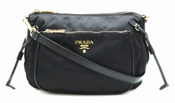 31831926 Prada Shoulder Bag Crossbody Nylon Leather Black