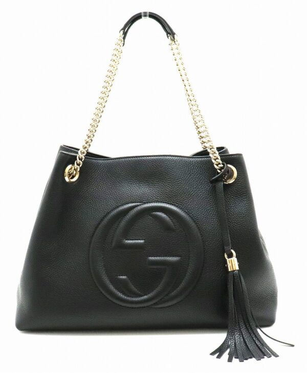 31831992 Gucci Soho Logo Leather Chain Shoulder Bag Black