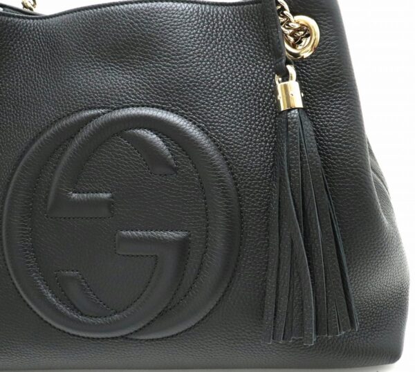 31831992 6 Gucci Soho Logo Leather Chain Shoulder Bag Black