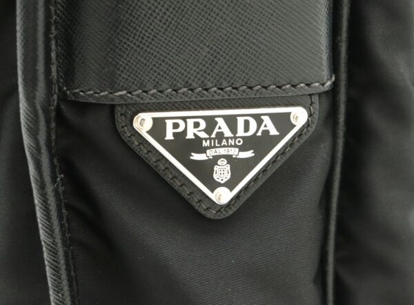 31832031 8 Prada Shoulder Bag Diagonal Nylon Leather Black