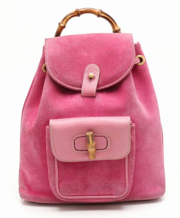 31840772 Gucci Bamboo Suede Leather Mini Rucksack Pink