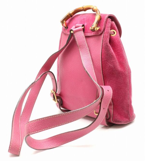 31840772 1 Gucci Bamboo Suede Leather Mini Rucksack Pink