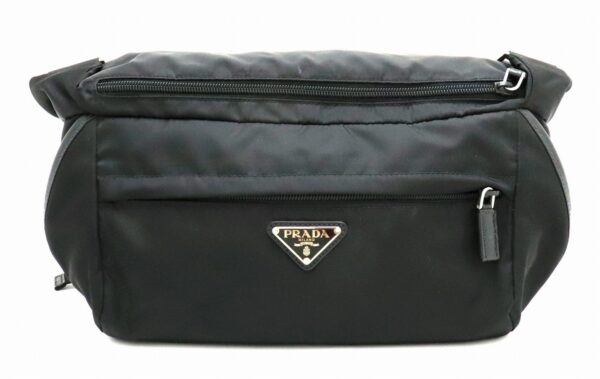 31840814 Prada Shoulder Bag Body Bag Nylon Leather Black