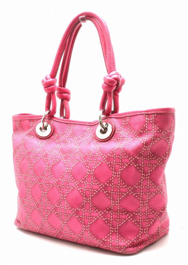 31840993 1 Christian Dior Cannage Handbag Tote Bag Canvas Leather Pink