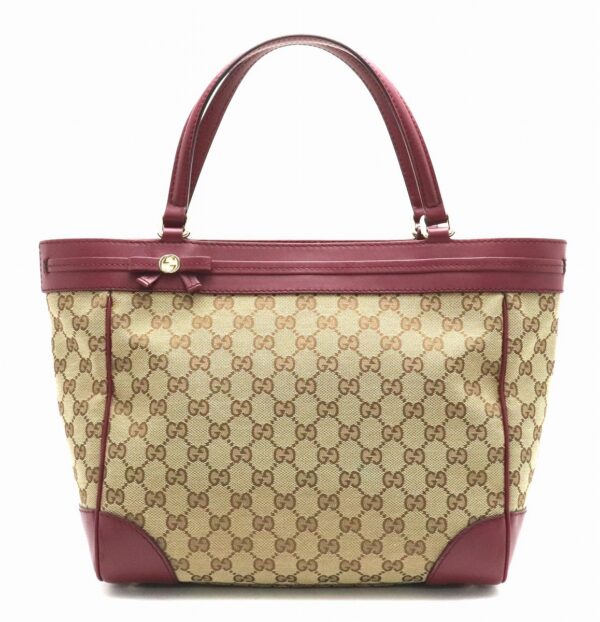 31841063 Gucci GG Mayfair Ribbon Leather Tote Bag Khaki