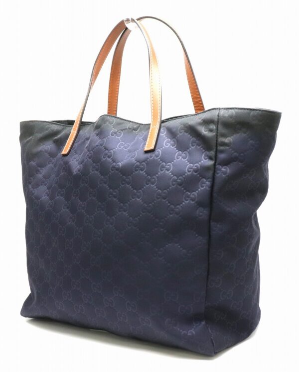 31841117 1 Gucci GG Nylon Leather Tote Bag Navy