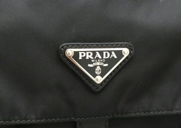 31841347 7 Prada Shoulder Bag Diagonal Nylon Leather Black