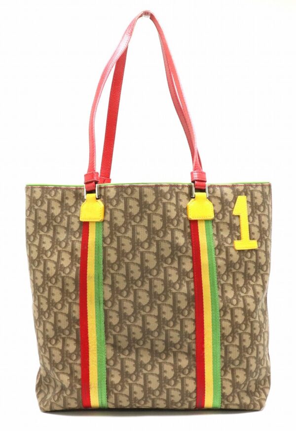 31841470 Christian Dior Trotter Rasta Tote Bag Leather Red Yellow Green