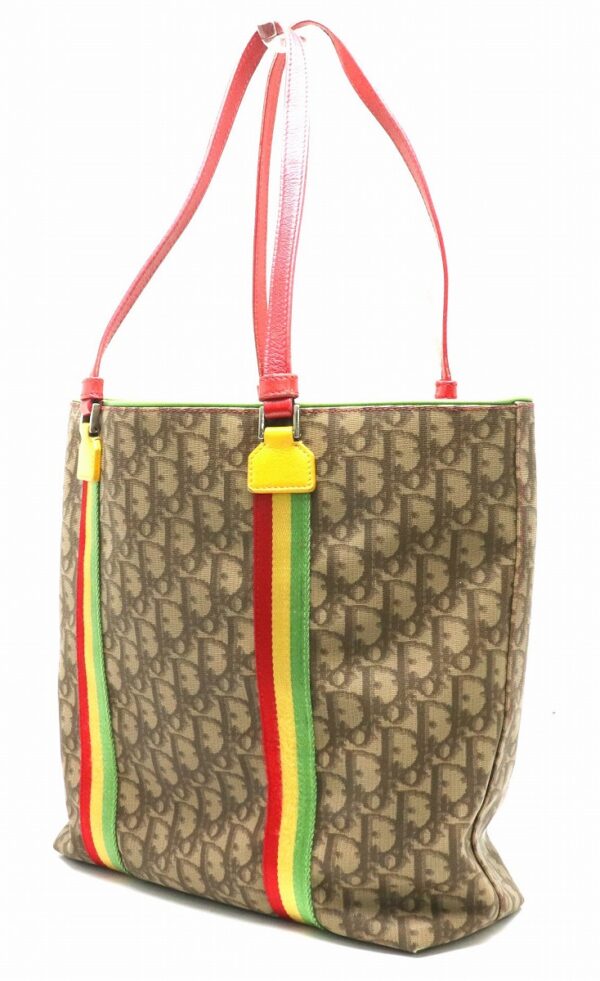 31841470 1 Christian Dior Trotter Rasta Tote Bag Leather Red Yellow Green