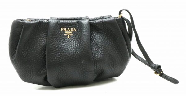 31841519 Prada Clutch Bag Gathered Leather Black