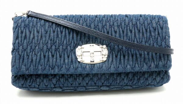 31841726 Miu Miu Crystal 2way Bag Denim Blue