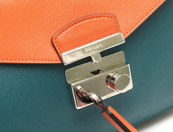 31841760 5 Prada Shoulder Bag 2WAY Clutch Leather Orange Green